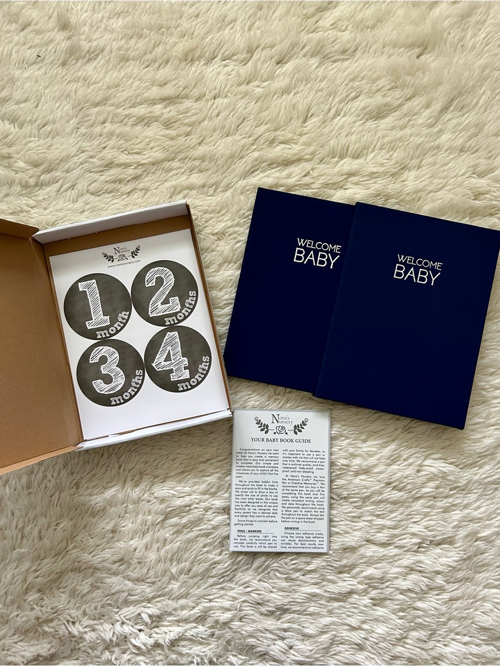 Nora’s Nursery Baby Memory Book + Monthly Milestone Stickers NEW Keepsake Gift